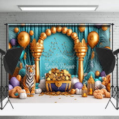 Lofaris Balloons Treasure Jungle Tiger Cake Smash Backdrop