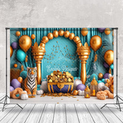 Lofaris Balloons Treasure Jungle Tiger Cake Smash Backdrop