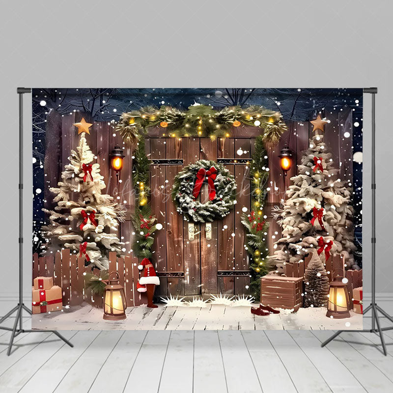 Lofaris Barn Door Garland Oil Lamp Christmas Photo Backdrop