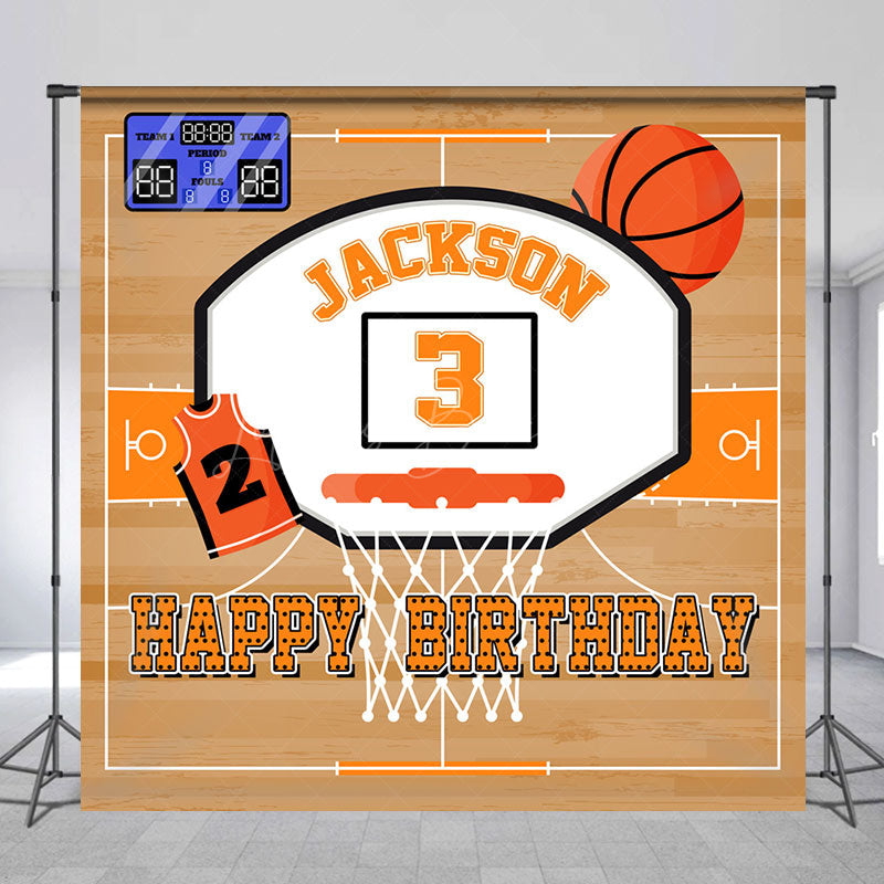 Lofaris Basketball Field Custom Name 3rd Birthday Backdrop