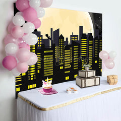 Lofaris Bats Moon Night Dark City Scene Birthday Backdrop