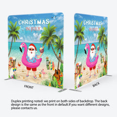 Lofaris Beach Santa Claus Summer Christmas Square Backdrop