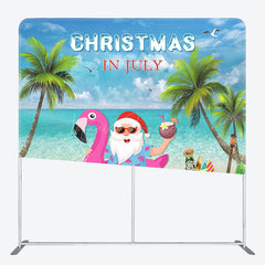 Lofaris Beach Santa Claus Summer Christmas Square Backdrop