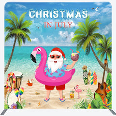 Lofaris Beach Santa Claus Summer Christmas Square Backdrop