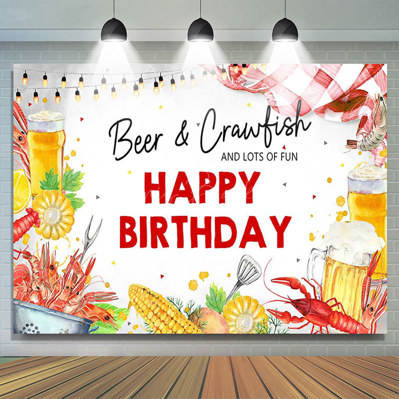 Lofaris Beer Crawfish Corn Camping Happy Birthday Backdrop