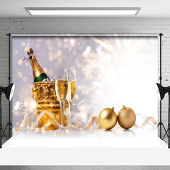 Lofaris Beer Ribbon Golden Ball Simple Christmas Backdrop