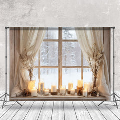 Lofaris Beige Curtain Candlelight Window Christmas Backdrop