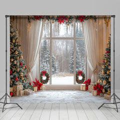 Lofaris Beige Floor Curtain Christmas Vibe Room Set Backdrop