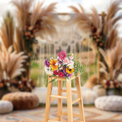 Lofaris Beige Plume Outdoor Boho Photo Backdrop For Event