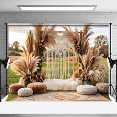 Lofaris Beige Plume Outdoor Boho Photo Backdrop For Event