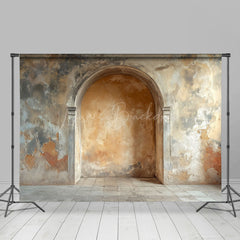 Lofaris Beige Retro Shabby Stone Arch Photo Room Set Backdrop