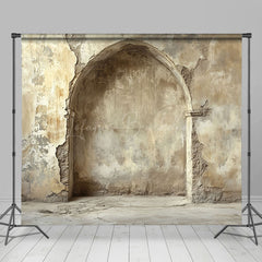 Lofaris Beige Retro Shabby Stone Arch Photo Room Set Backdrop