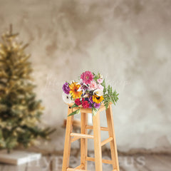 Lofaris Beige Vintage Wall Xmas Tree Table Christmas Backdrop