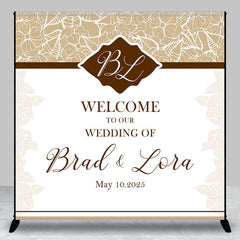 Lofaris Beige White Floral Custom Name Bridal Shower Backdrop