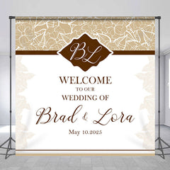 Lofaris Beige White Floral Custom Name Bridal Shower Backdrop