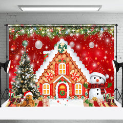 Lofaris Bell Snowy Gingerbread House Christmas Vibe Backdrop