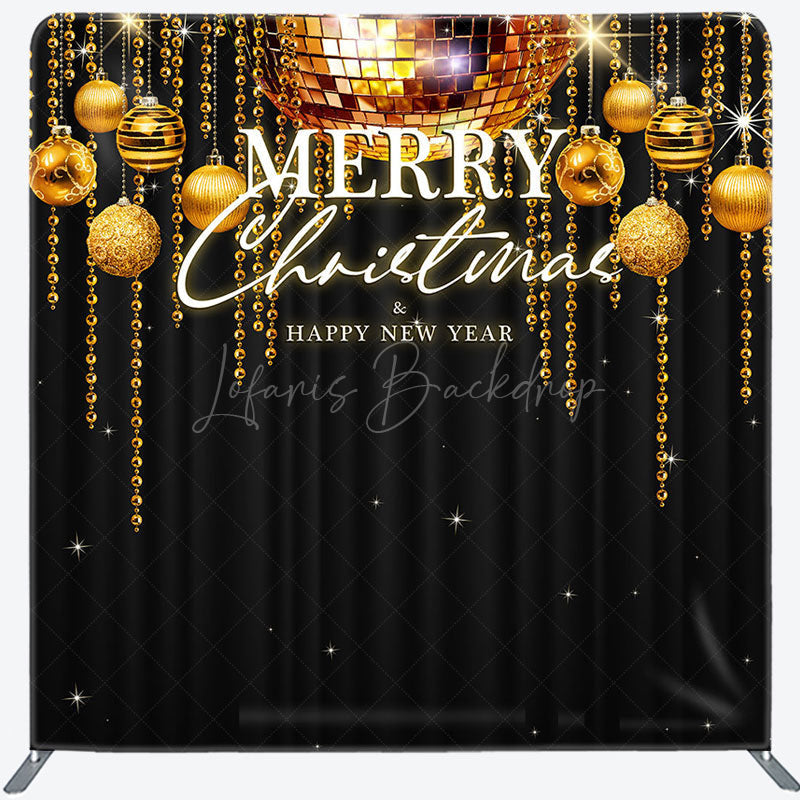 Lofaris Bells Black Merry Christmas Happy New Year Backdrop