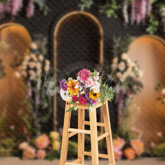 Lofaris Black Brown Arch Tribal Plant Floral Wedding Backdrop