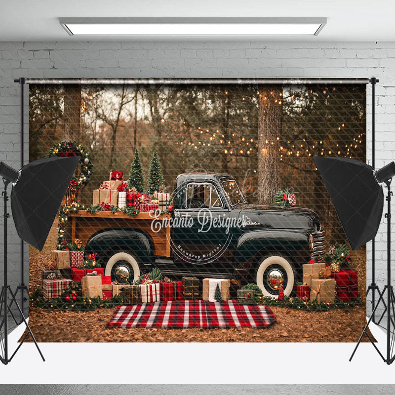 Lofaris Black Car Gifts Forest Tree Christmas Photo Backdrop