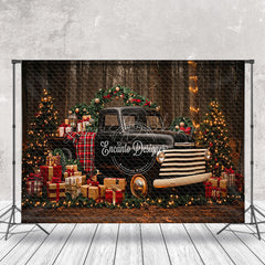 Lofaris Black Car Light Xmas Trees Forest Christmas Backdrop