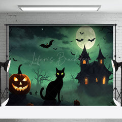 Lofaris Black Cat Pumpkin Witch House Halloween Backdrop