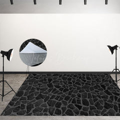 Lofaris Black Caved Grey Gravel Texture Fabric Floor Backdrop