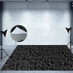 Lofaris Black Caved Grey Gravel Texture Fabric Floor Backdrop