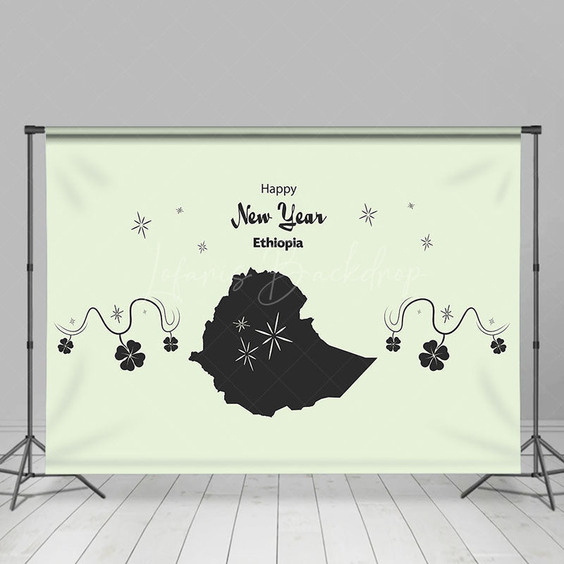 Lofaris Black Clover Map Happy New Year Ethiopia Backdrop