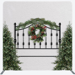 Lofaris Black Fence Christmas Wreath Pillow Cover Backdrop