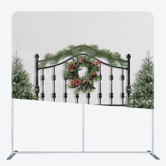 Lofaris Black Fence Christmas Wreath Pillow Cover Backdrop