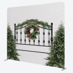 Lofaris Black Fence Christmas Wreath Pillow Cover Backdrop