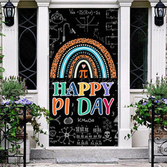 Lofaris Black Formula Boho Rainbow Happy Pi Day Door Cover