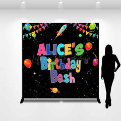 Lofaris Black Galaxy Colorful Custom Name Birthday Backdrop