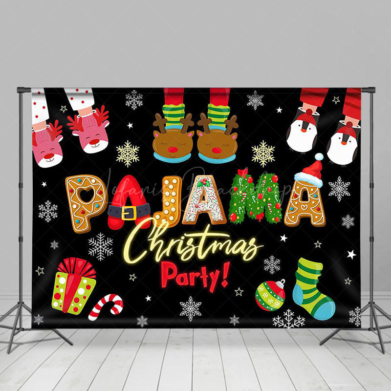 Lofaris Black Gingerbread Pajama Christmas Party Backdrop