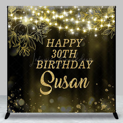 Lofaris Black Gold Bokeh Custom Name 30th Birthday Backdrop