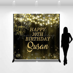 Lofaris Black Gold Bokeh Custom Name 30th Birthday Backdrop