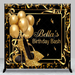 Lofaris Black Gold Bokeh Custom Name Birthday Bash Backdrop