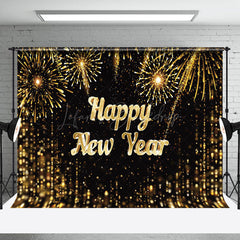 Lofaris Black Gold Bokeh Happy New Year Party Backdrop