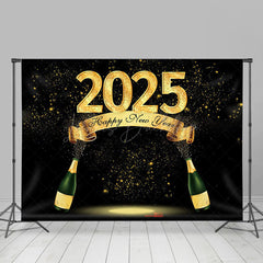 Lofaris Black Gold Champagne Cheers 2025 New Year Backdrop