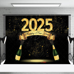 Lofaris Black Gold Champagne Cheers 2025 New Year Backdrop