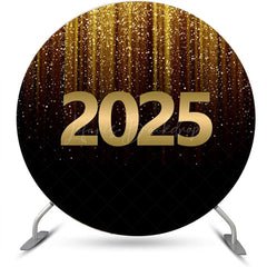 Lofaris Black Gold Glitter 2025 Round Graduation Backdrop