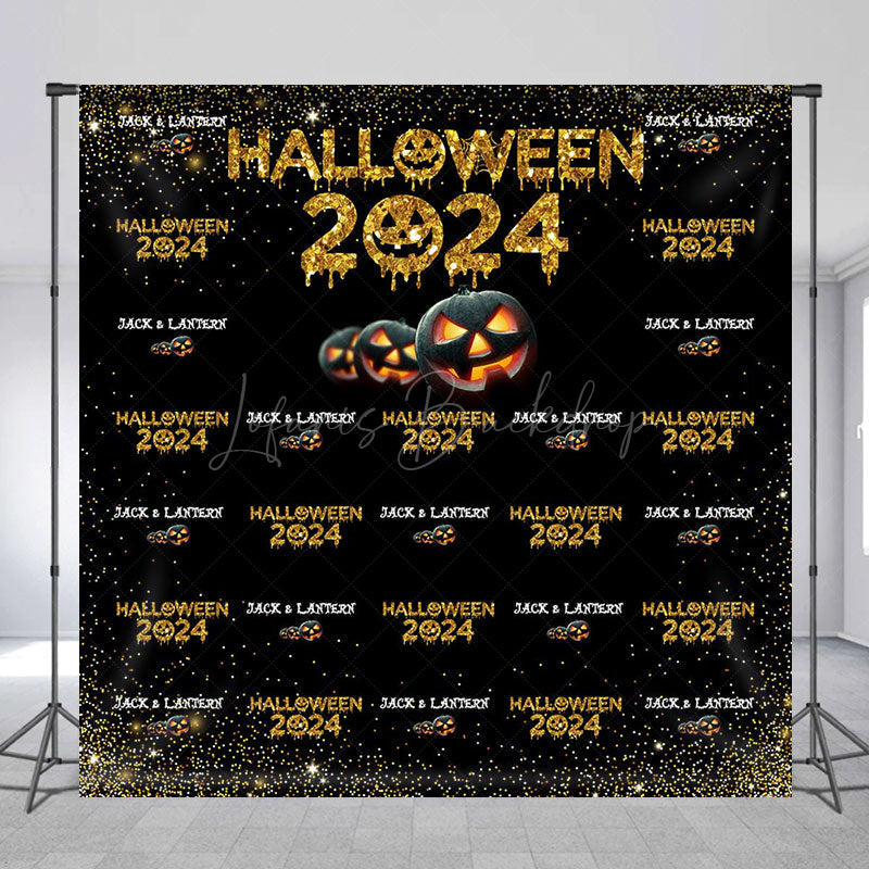 Lofaris Black Gold Glitter Custom Halloween 2024 Backdrop