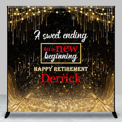 Lofaris Black Gold Glitter Custom Name Retirement Backdrop