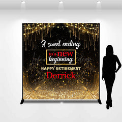 Lofaris Black Gold Glitter Custom Name Retirement Backdrop