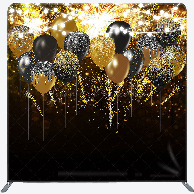 Lofaris Black Gold Glitter Lighted Pillow Case Backdrop