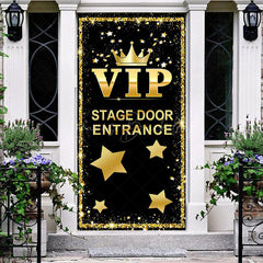 Lofaris Black Gold Glitter Vip Crown Birthday Door Cover