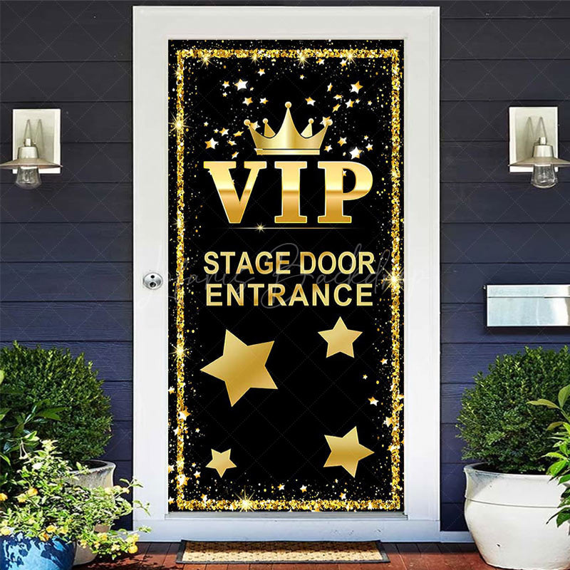 Lofaris Black Gold Glitter Vip Crown Birthday Door Cover