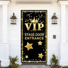 Lofaris Black Gold Glitter Vip Crown Birthday Door Cover