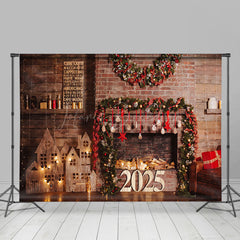 Lofaris Black Gold Glittering 2025 New Year Party Backdrop