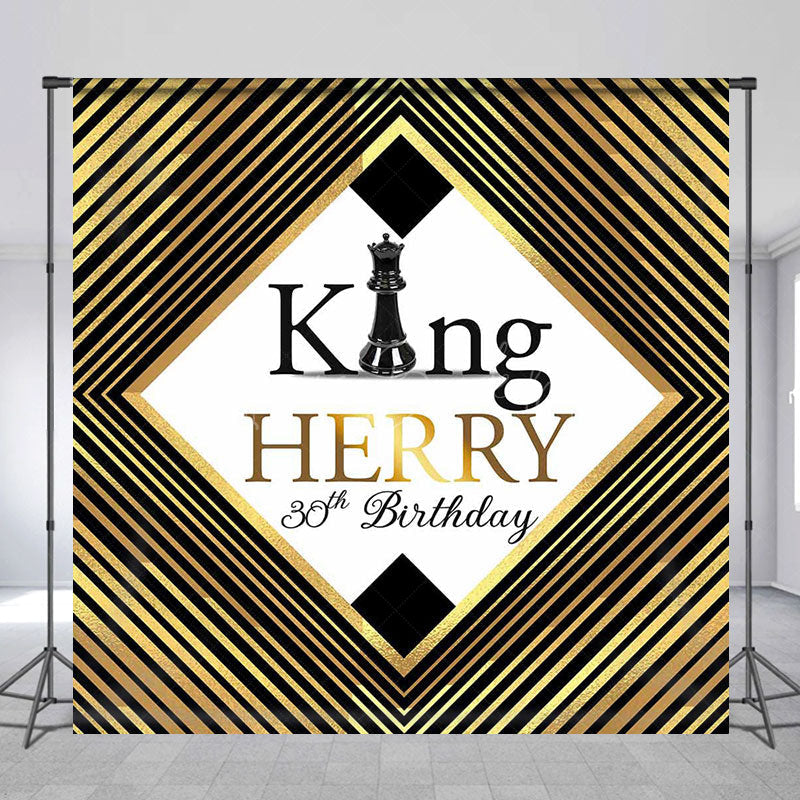 Lofaris Black Gold King Custom Name 30th Birthday Backdrop